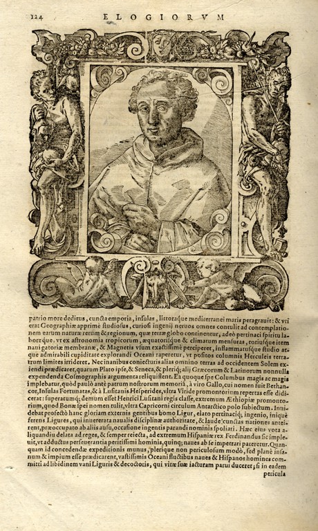 Porträit von Christoph Kolumbus. (Aus Elogia virorum bellica virtute illustrium von Paolo Giovio) von Unbekannter Künstler