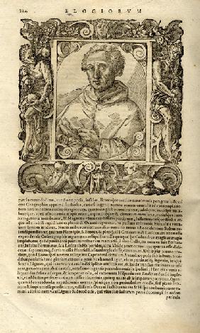 Porträit von Christoph Kolumbus. (Aus Elogia virorum bellica virtute illustrium von Paolo Giovio)