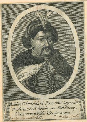Porträt des Hetmans der Kosaken Bohdan Chmelnyzkyj (1595-1657)
