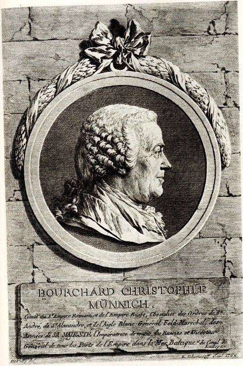 Porträt von Burkhard Christoph Graf von Münnich (1683-1767) von Unbekannter Künstler