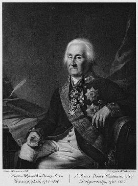 Porträt von Fürst Juri Wladimirowitsch Dolgorukow (1740-1830) 1813