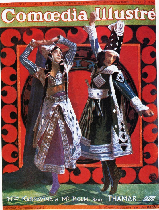 Tamara Karsawina und Adolph Bolm im Ballett Thamar. Deckblatt zur Comoedia illustré. von Unbekannter Künstler