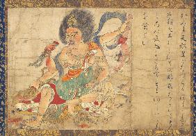 Tenkeisei, der Gott der himmlischen Bestrafung (Teil von fünfteiligen Wandschirme "Vernichtung des B