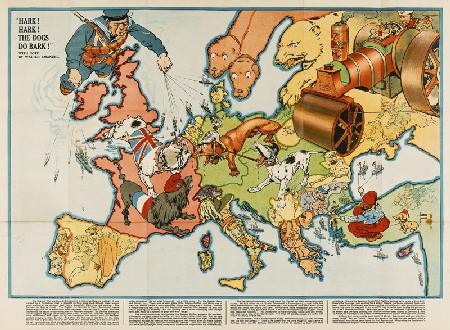 Hark! Hark! The Dogs Do Bark! Satirische Europakarte 1914