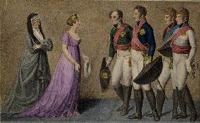 Treffen von Preußens König Friedrich Wilhelm III. und der Königin Luise mit dem russischen Zaren Ale 1807
