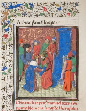 Treffen zwischen Kaiser Manuel I. Komnenos und König Amalrich I. von Jerusalem. Miniatur aus der "Hi