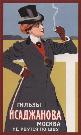 Werbeplakat für Zigarettenhüllen "Flexible Mundstücke" 1900
