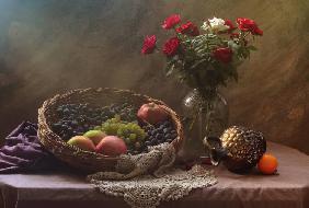 Still life with Fruit and Roses