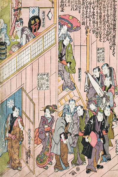 Innenansicht des Dotombori-Theaters in Osaka von Utagawa Kunisada