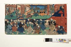Der Bote des Shogun verkündet dem Haus des Fürsten Enya, dass das gesamte Lehen konfisziert wird (Vi 1839