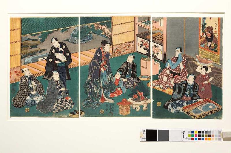 Festessen der Brüder Ichikawa und ihrer Gäste bei Danjuro VIII. von Utagawa Kunisada
