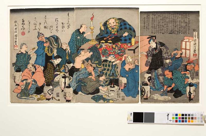 Der Mönch Ikkyu predigt über die Höllenqualen der Reichen von Utagawa Kuniyoshi
