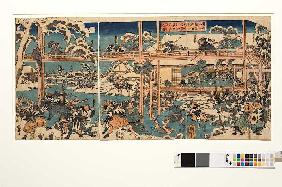 Die Rache der herrenlosen Samurai: Die Feier am Grab des Fürsten Enya (Aus dem Chushingura) Um 1840