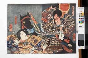 Naozane tötet Atsumori (Aus dem Kabuki-Schauspiel Keimendes Grün auf dem Schlachtfeld von Ichinotani 1852