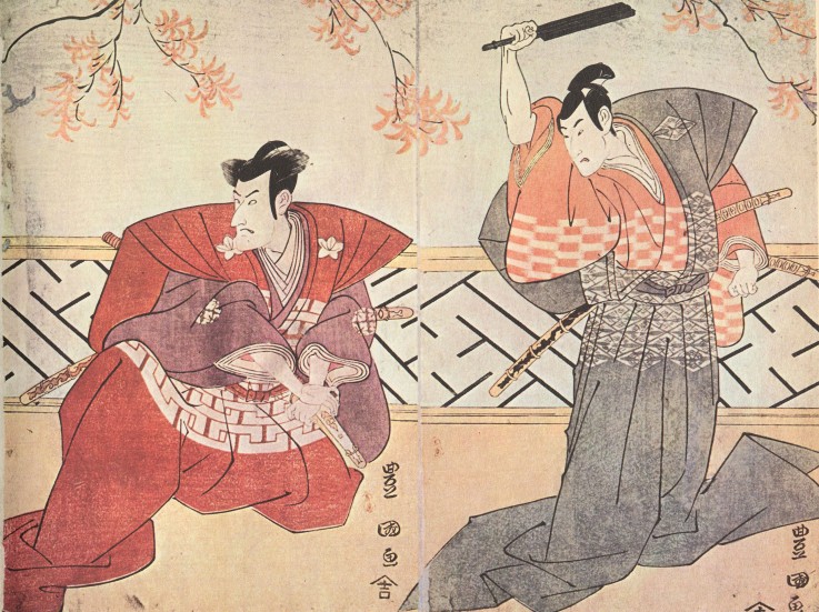 Die Schauspieler Ichikawa Komazo und Bando Mitsugoro II. (Diptychon) von Utagawa Toyokuni
