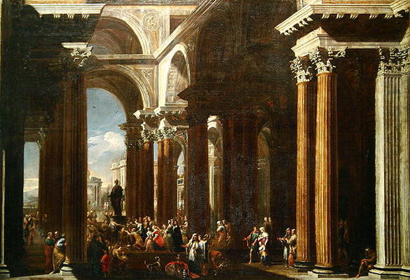 An Architectural Capriccio with a Roman Sacrifice (oil on canvas) von V. Codazzi
