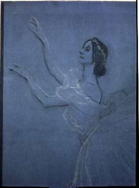 Ballettänzerin Anna Pawlowa im Ballett Les sylphides von F. Chopin. Detail 1909