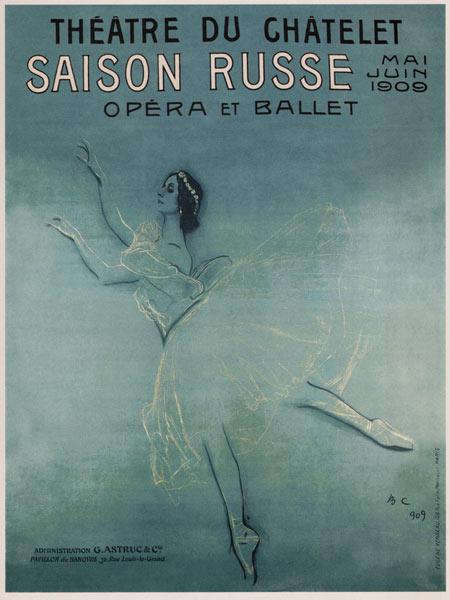 Werbeplakat für Ballettänzerin Anna Pawlowa im Ballett Les sylphides von F. Chopin 1909