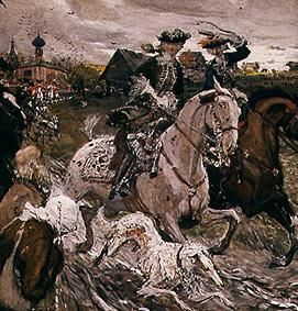 Zar Peter II. und Zarin Elisabeth bei der Jagd zu Pferde von Valentin Alexandrowitsch Serow