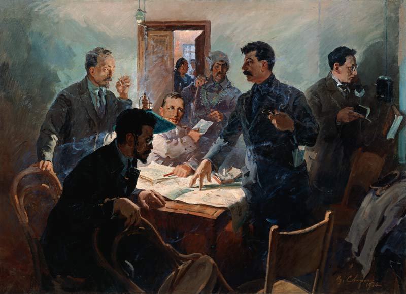 The Staff of the October Revolution, 1934 (oil on canvas) von Vasily Semyonovich Svarog