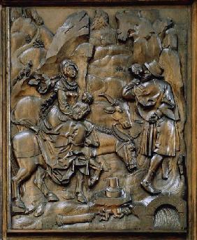 Der Bamberger Altar (linkes oberes Seitenrelief): Die Flucht nach Ägypten 1520-23