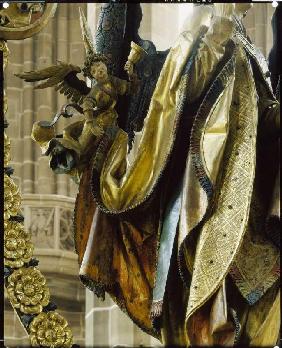 Der Englische Gruß: Engel mit Glocke und Gewanddetail des Engel Gabriel 1517-18