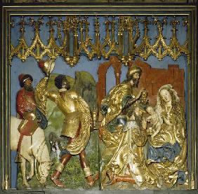 Der Krakauer Marienaltar: Die Anbetung der Heiligen Drei Könige (linkes unteres Flügelrelief) 1477-89
