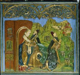 Der Krakauer Marienaltar: Joachim und Anna an der Goldenen Pforte, die Verkündigung an Joachim 1477-89