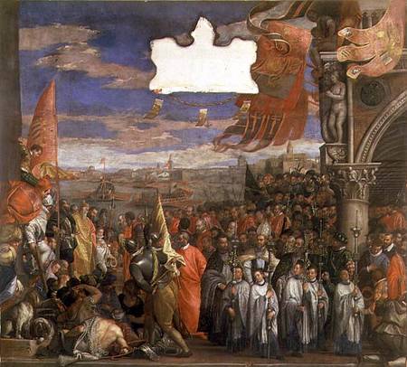 The Doge Andrea Contarini Returning Victorious from Chioggia von Veronese, Paolo (eigentl. Paolo Caliari)