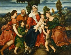 Die Heilige Familie mit Tobias und dem Engel, Heiliger Dorothea, Johannesknaben und der Legende vom 