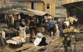 Szene auf einem französischen Markt. 1882
