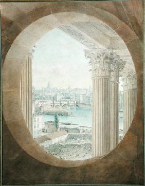View of the Pont Neuf from a Bull's Eye Window of the Louvre 1810  on