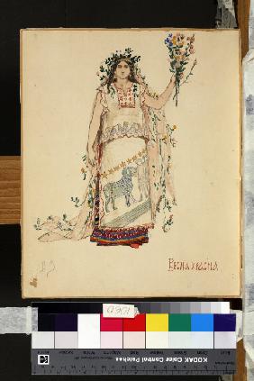 Die Frühlingsfee. Kostümentwurf zur Oper "Schneeflöckchen" von N. Rimski-Korsakow 1885