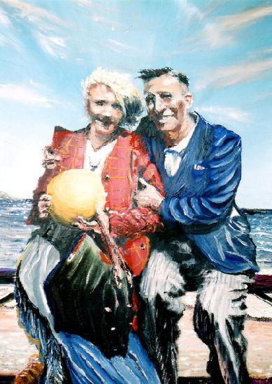 Gran and Granddad with ball at the seaside 2017