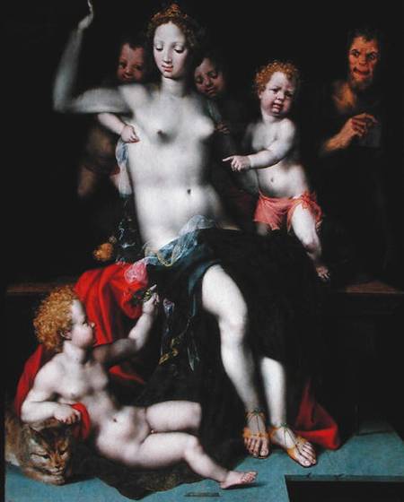 Jupiter as a Satyr with Antiope and their Twins, Amphion and Zethos von Vincent Sellaer