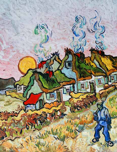 Farmhouses at sunset von Vincent van Gogh