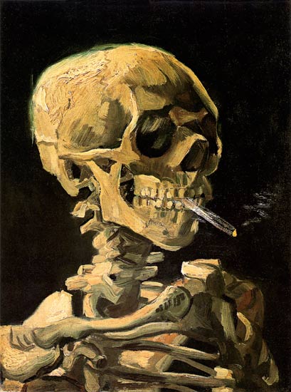 Schädel mit brennender Zigarette von Vincent van Gogh