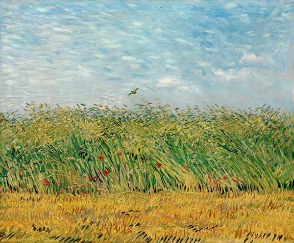 Getreidefeld mit Mohnblumen und Lerche von Vincent van Gogh