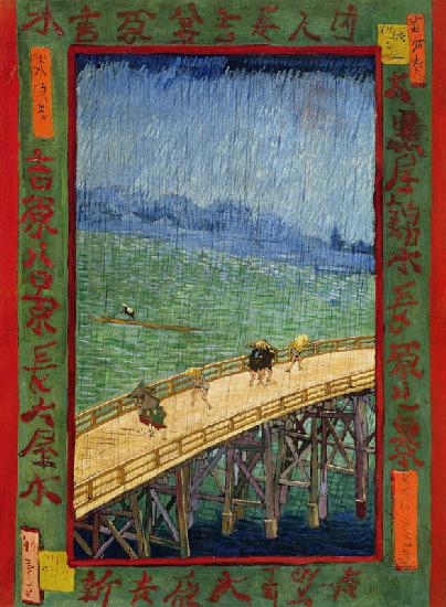 n.Hiroshige, Brücke im Regen 1887