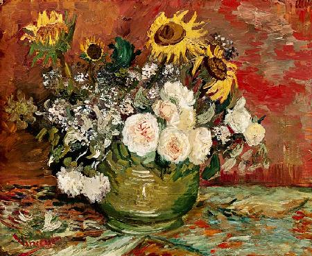 Rosen und Sonnenblumen 1890