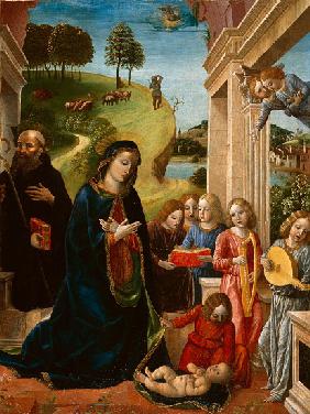 Adoration of the Child with St. Benedict and Angels 1478