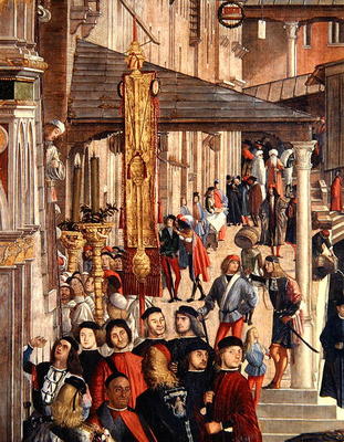 Street Scene, detail from The Miracle of the Relic of the True Cross on the Rialto Bridge, 1494 (oil von Vittore Carpaccio