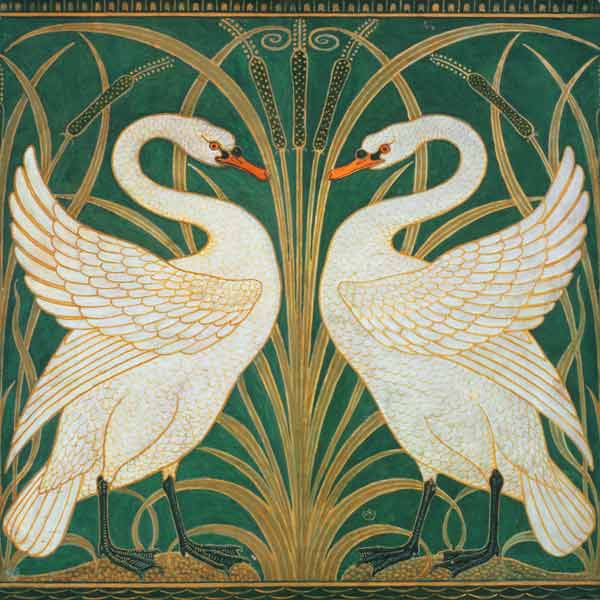 Wallpaper Design for panel of Swan, Rush & Iris von Walter Crane