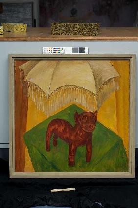 Hund mit Schirm 1925/1926
