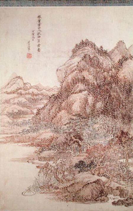 Autumn Mountains (pen & ink on paper) von Wang-Huei