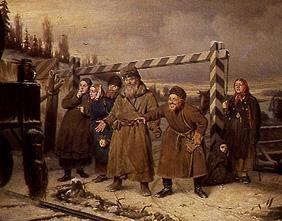 An einer Eisenbahnstation in Russland. 1868
