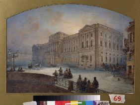 Blick auf den Mariinski-Palast im Winter 1863