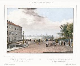 Die Dreibogenbrücke in Sankt Petersburg 1833