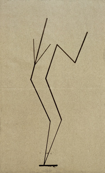 Analytische Zeichnung nach Photos der tanzenden Palucca, Paralleler Aufbau aus einem Punkt unten von Wassily Kandinsky
