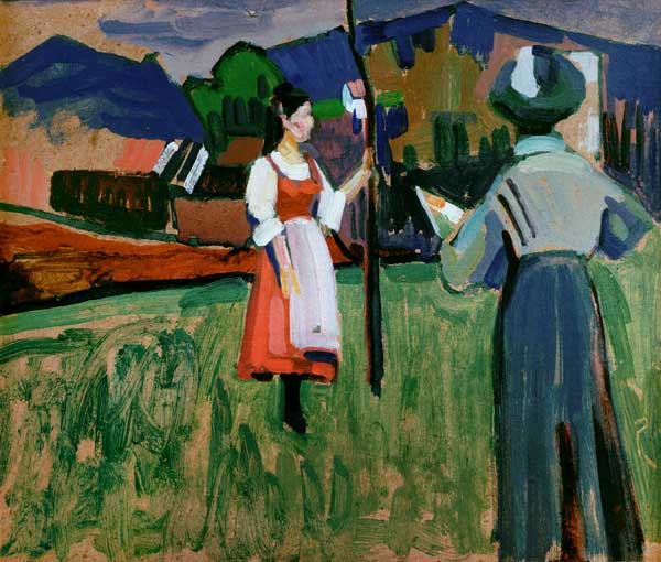 Münter, Gabriele Malerin; 1877-1962. Murnau - Gabriele Münter beim Malen von Wassily Kandinsky